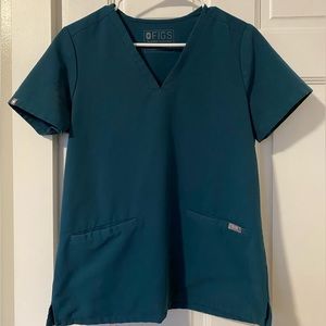 Figs Casma 3 pocket Scrub top, Caribbean Blue, Small